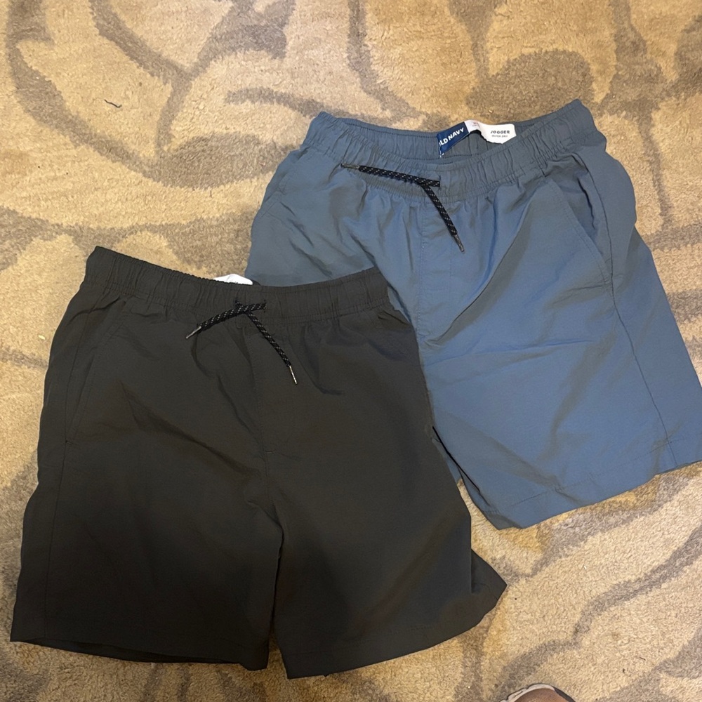 Old Navy Jogger Quick-Dry Shorts — Slate Blue and Dark Grey